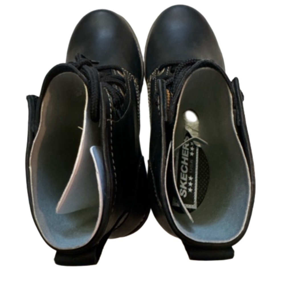 Sketchers Women’s Black Boots Size 7.5 Lace Up White Stitching NEW - Picture 11 of 13